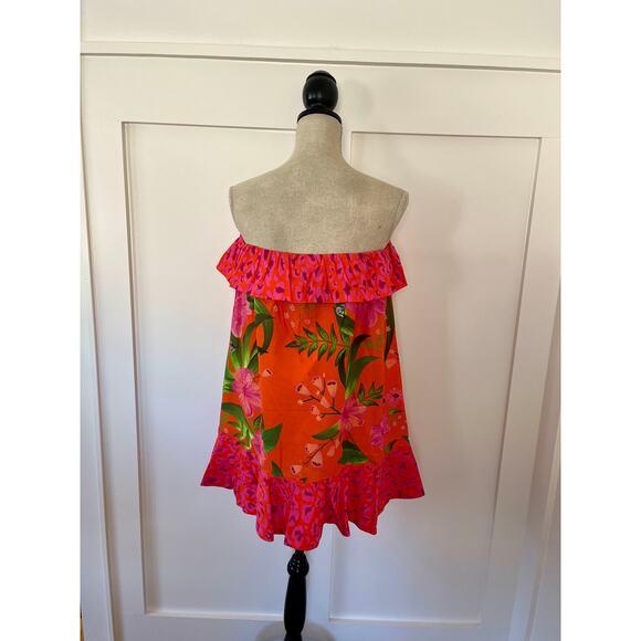 Farm Rio  Romantic Garden & Leopard Pop Short Cover Up Multi Size Small - Picture 4 of 5